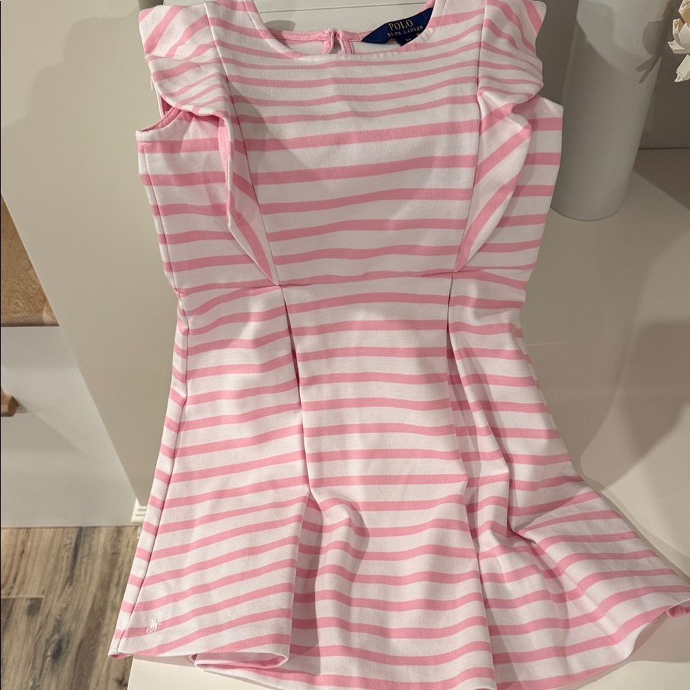 Ralph Lauren Pink and White Striped Kids Dress